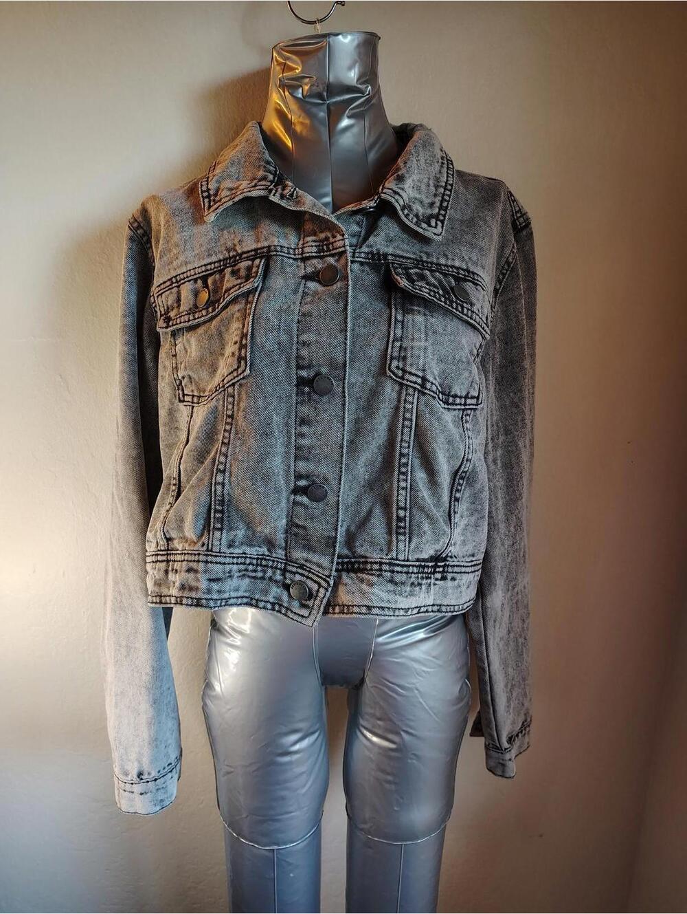 Ashley Vintage Charm Grey Gray Denim Jacket - XL Grunge